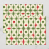 Mid-Century Modern Retro KerstStarbursts Kaart (Voorkant / Achterkant)