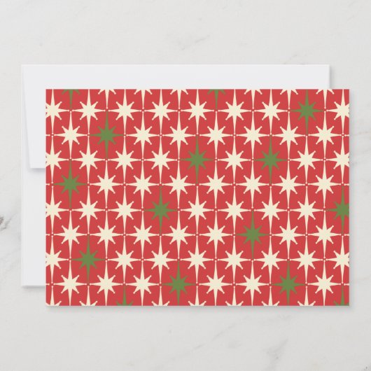 Mid-Century Modern Retro KerstStarbursts Red Kaart (Achterkant)