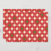 Mid-Century Modern Retro KerstStarbursts Red Kaart (Voorkant / Achterkant)