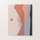 Mid Century Modern Retro Landscape Oranje Legpuzzel (Verticaal)