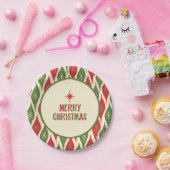 Mid Century Modern Retro Merry Kerstretro Papieren Bordje (Feest)