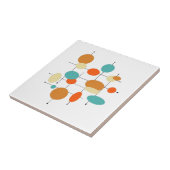 Mid Century Modern Retro Oranje turkooiscirkels Tegeltje (Zijkant)