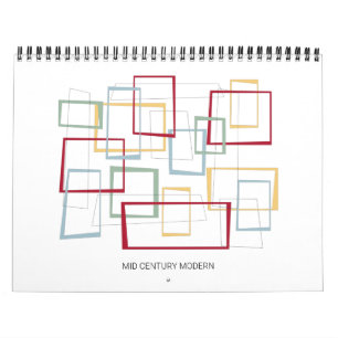 Mid Century Modern Retro Originele Kunst Kalender