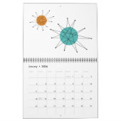 Mid Century Modern Retro Originele Kunst Kalender (Jan 2026)