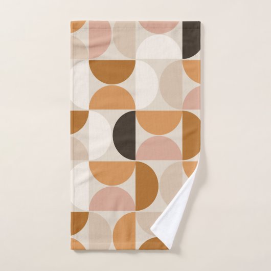 Mid Century Modern Retro Pattern Brown Earth Tones Bad Handdoek (Handdoek)