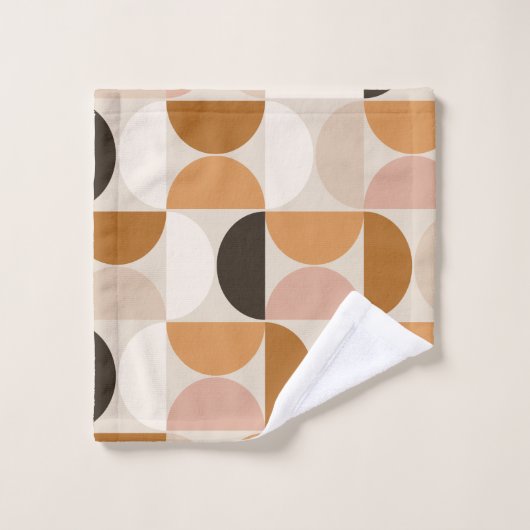 Mid Century Modern Retro Pattern Brown Earth Tones Bad Handdoek (Wasdoekje)