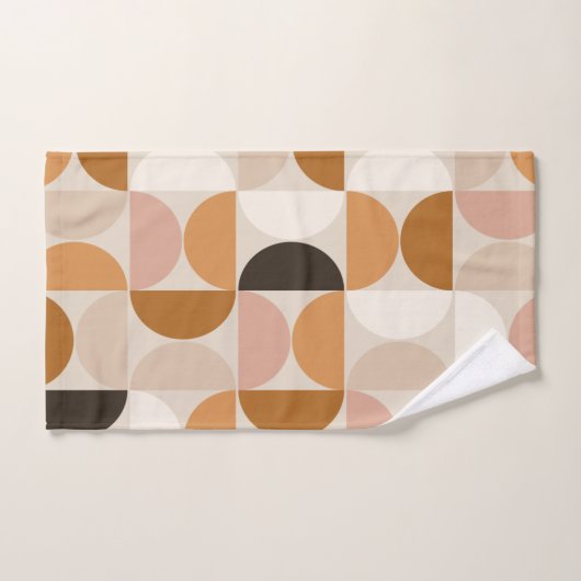 Mid Century Modern Retro Pattern Brown Earth Tones Bad Handdoek (Handdoek)