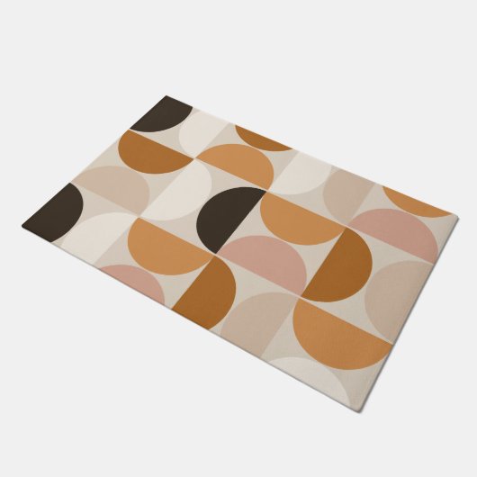 Mid Century Modern Retro Pattern Brown Earth Tones Deurmat (Schuin)