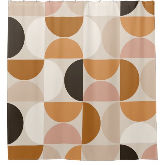 Mid Century Modern Retro Pattern Brown Earth Tones Douchegordijn (Voorkant)