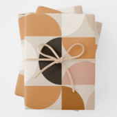 Mid Century Modern Retro Pattern Brown Earth Tones Inpakpapier Vel (In situ)