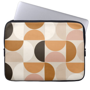 Mid Century Modern Retro Pattern Brown Earth Tones Laptop Sleeve