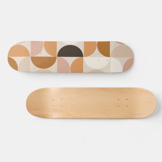 Mid Century Modern Retro Pattern Brown Earth Tones Persoonlijk Skateboard (Horizontaal)