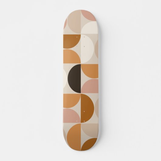 Mid Century Modern Retro Pattern Brown Earth Tones Persoonlijk Skateboard (Voorkant)