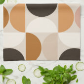 Mid Century Modern Retro Pattern Brown Earth Tones Theedoek (Gevouwen)