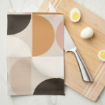 Mid Century Modern Retro Pattern Brown Earth Tones Theedoek<br><div class="desc">Retro mid-eeuwse moderne patronen - abstracte geometrische vormen - minimalistisch patroon in aardtonen - Bruin,  beige,  wit,  terracotta.</div>