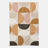 Mid Century Modern Retro Pattern Brown Earth Tones Theedoek (Verticaal)