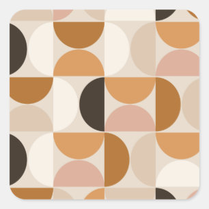 Mid Century Modern Retro Pattern Brown Earth Tones Vierkante Sticker