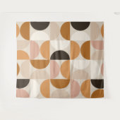 Mid Century Modern Retro Pattern Brown Earth Tones Wandkleed (Voorkant (horizontaal))