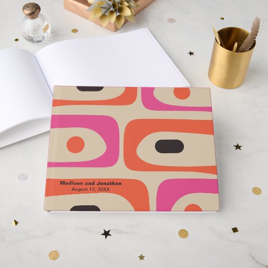 Mid Century Modern Retro Piquet Personalized Gastenboek (Voorkant open)