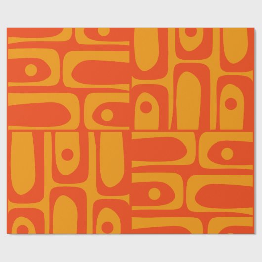 Mid Century Modern Retro Piquet Sinaasappel Geel Cadeaupapier (Vlak)