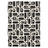 Mid Century Modern Retro Piquet Zwart en Crème Tafelkleed (Voorkant)