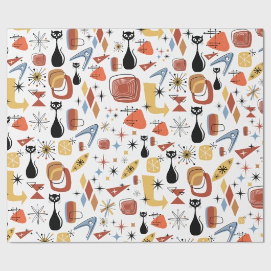 Mid Century Modern Retro  printpapier Cadeaupapier (Vlak)