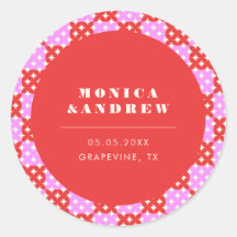 Mid Century Modern Retro Red & Roze geometrisch