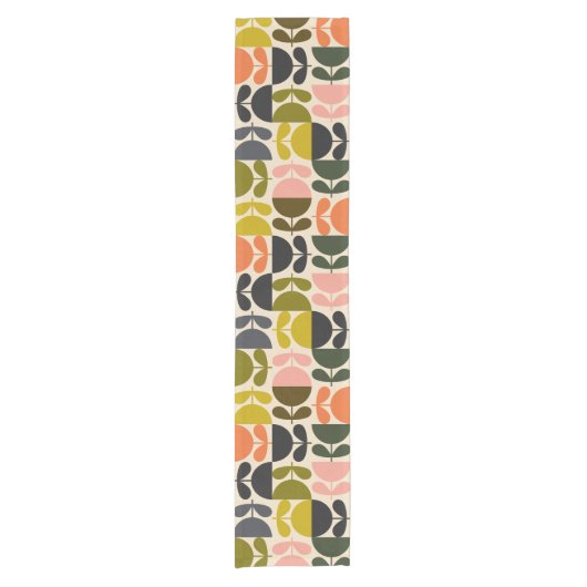 Mid‑century modern- Retro Scandinavian Flowers  Korte Tafelloper (Voorkant)