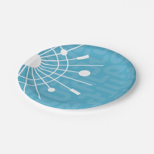 Mid Century Modern Retro Sputnik Snowflake MOD Papieren Bordje (Gekanteld)