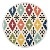 Mid Century Modern Retro Starburst Pattern Keramische Knop (Voorkant)