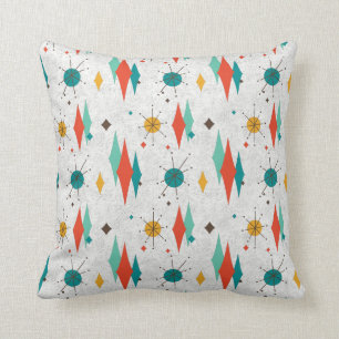 Mid Century Modern Retro White Velvet look Kussen