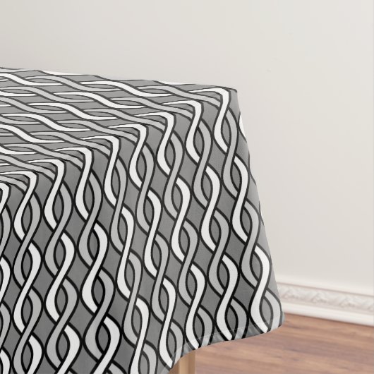 Mid-Century Modern Ribbons, grijs, zwart en wit Tafelkleed (Voorbeeld)