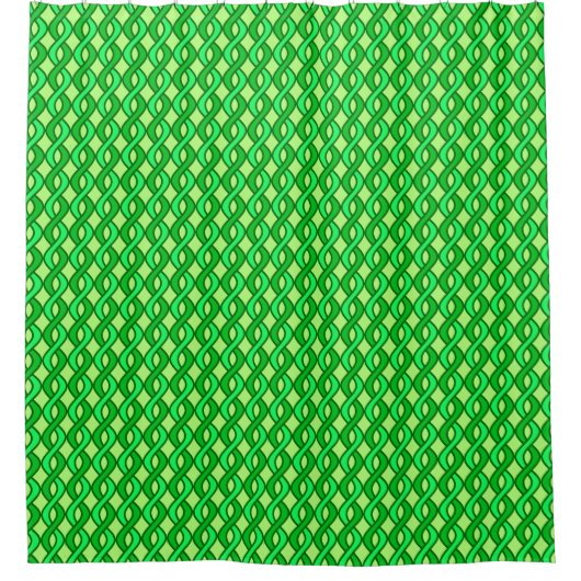Mid-Century Modern Ribbons, groene tinten Douchegordijn (Voorkant)