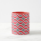 Mid-Century Modern Ribbons, rood en grijs / grijs Mok (Midden)