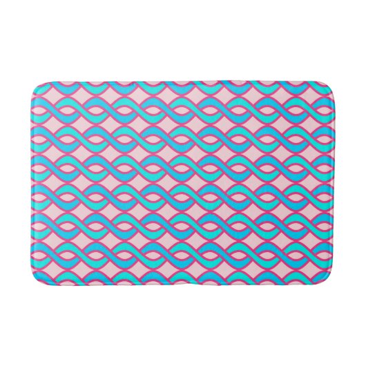 Mid-Century Modern Ribbons, turquoise en roze Badmat (Voorkant)