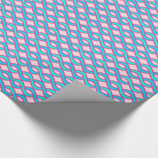 Mid-Century Modern Ribbons, turquoise en roze Cadeaupapier (Hoek)