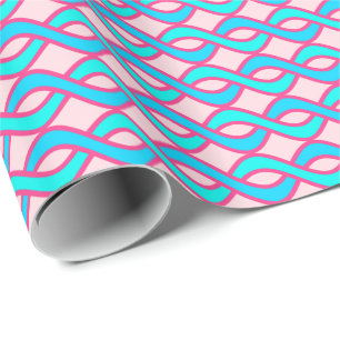 Mid-Century Modern Ribbons, turquoise en roze Cadeaupapier