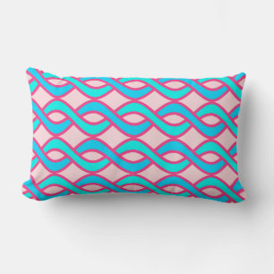 Mid-Century Modern Ribbons, turquoise en roze Kussen
