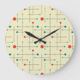 Mid-Century Modern Round Wall Clock, Eames Pattern Grote Klok