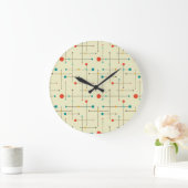Mid-Century Modern Round Wall Clock, Eames Pattern Grote Klok (Huis)