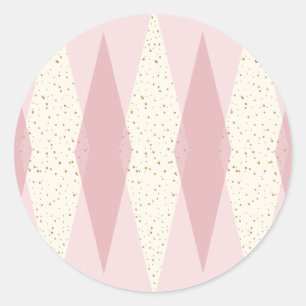 Mid Century Modern Roze Argyle Ronde Stickers
