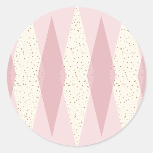 Mid Century Modern Roze Argyle Ronde Stickers (Voorkant)