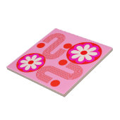 Mid Century Modern Roze Bloemen Abstracte Retro Tegeltje (Zijkant)
