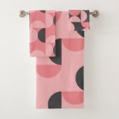Mid-Century Modern Roze en grijs Bad Handdoek (Insitu)