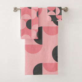 Mid-Century Modern Roze en grijs Bad Handdoek