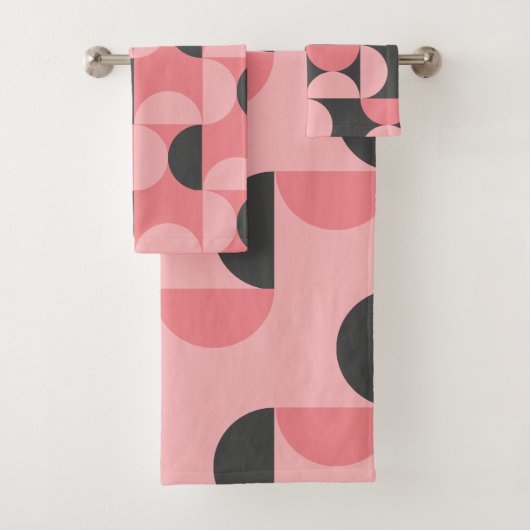 Mid-Century Modern Roze en grijs Bad Handdoek (Insitu)