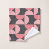 Mid-Century Modern Roze en grijs Bad Handdoek (Wasdoekje)