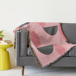Mid-Century Modern Roze en grijs Deken
