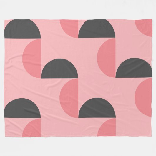 Mid-Century Modern Roze en grijs Fleece Deken (Voorkant (Horizontaal))