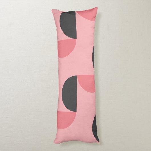Mid-Century Modern Roze en grijs Lichaamskussen (Achterkant (Verticaal))